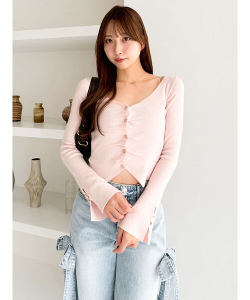 dazzlin（ダズリン）の「カーデカスケードトップス（ニット/セーター・レディース・ピンク/レッド/ミント/ブラック/オフホワイト・FREE）」の19枚目の写真