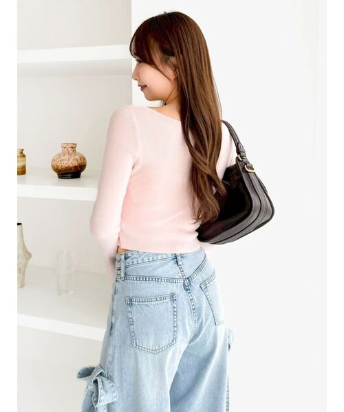 dazzlin（ダズリン）の「カーデカスケードトップス（ニット/セーター・レディース・ピンク/レッド/ミント/ブラック/オフホワイト・FREE）」の20枚目の写真