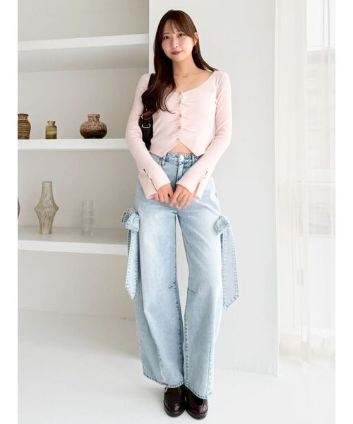 dazzlin（ダズリン）の「カーデカスケードトップス（ニット/セーター・レディース・ピンク/レッド/ミント/ブラック/オフホワイト・FREE）」の21枚目の写真