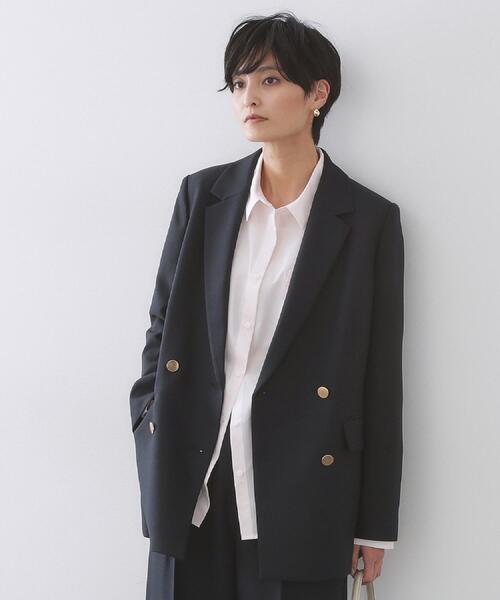 OPAQUE.CLIP(オペークドットクリップ)の「金ボタンダブルブレストテーラードジャケット/セットアップ対応【洗える】《S~LL》(テーラードジャケット・レディース・ネイビー/ライトベージュ・38/40/36/42)」の3枚目の写真