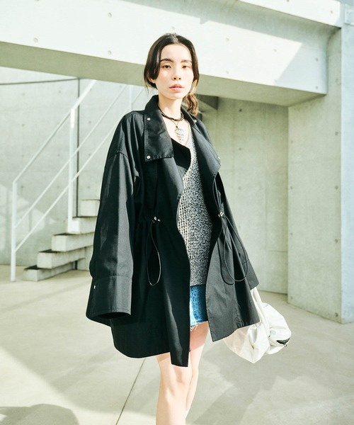 WEB限定】・【サステナブル】スタンドカラーハーフモッズコート