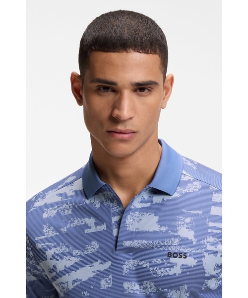 BOSS（ボス）の「スリムフィット ポロシャツ ジャカードパターン（ポロシャツ・メンズ・ライトブルー・M/S/XL/L）」の2枚目の写真