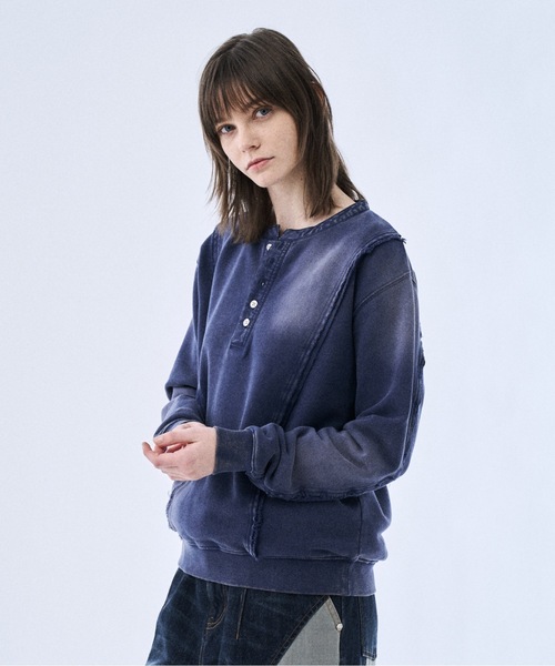 Metal button henly sweat / メタルボタンヘンリースウェット