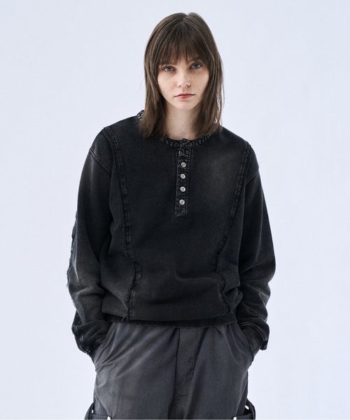 Metal button henly sweat / メタルボタンヘンリースウェット