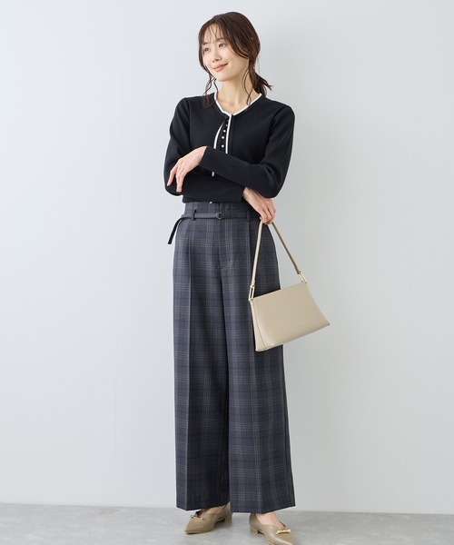 ROPE' PICNIC(ロペピクニック)の「配色リボンパールニット(ニット/セーター・レディース・ライトグレー/オフホワイト/ブラック・FREE)」の5枚目の写真