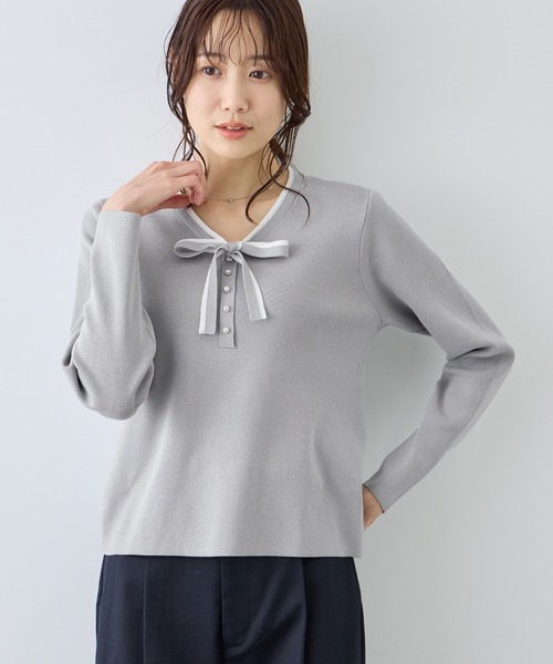 配色リボンパールニット（ニット/セーター）｜ROPE' PICNIC（ロペ