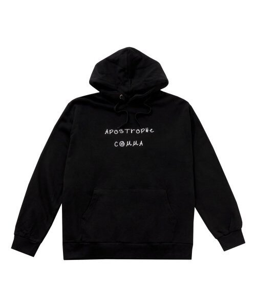 APOSTROPHE COMMA(アポストロフィコンマ)の「フルネームドローイングロゴフードパーカー(ブラック/ホワイト)(パーカー・レディース・その他・L/XL)」の1枚目の写真
