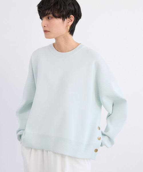 BARNYARDSTORM（バンヤードストーム）の「BARNYARDSTORM / サイドスリットニット / ハンドウォッシャブル（ニット/セーター・レディース・ブラック/ブルー系その他/ホワイト・FREE）」の3枚目の写真