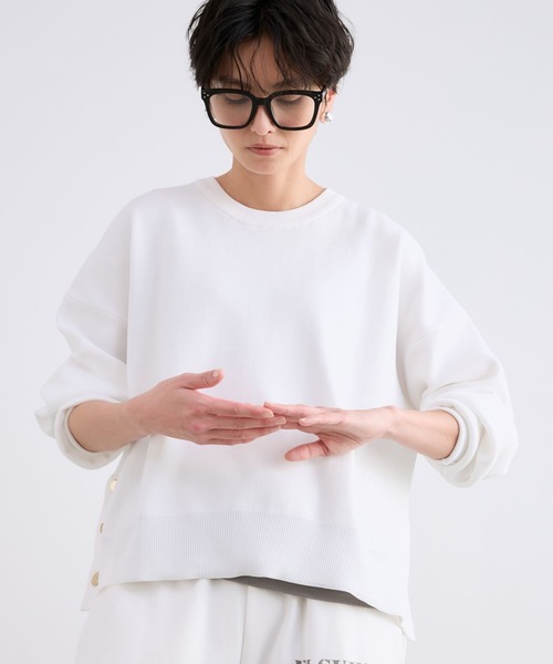 BARNYARDSTORM（バンヤードストーム）の「BARNYARDSTORM / サイドスリットニット / ハンドウォッシャブル（ニット/セーター・レディース・ブラック/ブルー系その他/ホワイト・FREE）」の8枚目の写真