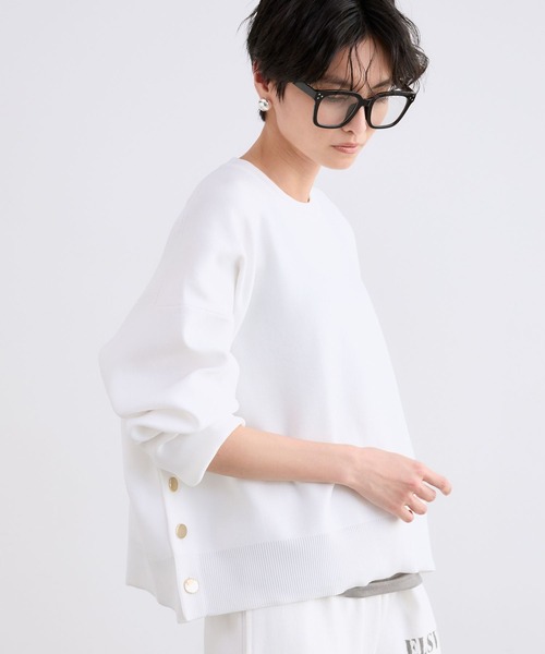 BARNYARDSTORM（バンヤードストーム）の「BARNYARDSTORM / サイドスリットニット / ハンドウォッシャブル（ニット/セーター・レディース・ブラック/ブルー系その他/ホワイト・FREE）」の12枚目の写真