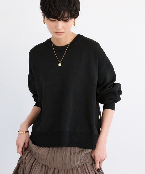 BARNYARDSTORM（バンヤードストーム）の「BARNYARDSTORM / サイドスリットニット / ハンドウォッシャブル（ニット/セーター・レディース・ブラック/ブルー系その他/ホワイト・FREE）」の16枚目の写真