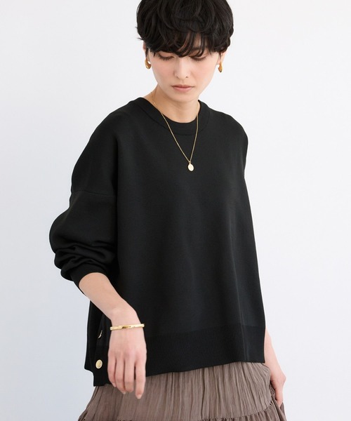 BARNYARDSTORM（バンヤードストーム）の「BARNYARDSTORM / サイドスリットニット / ハンドウォッシャブル（ニット/セーター・レディース・ブラック/ブルー系その他/ホワイト・FREE）」の17枚目の写真