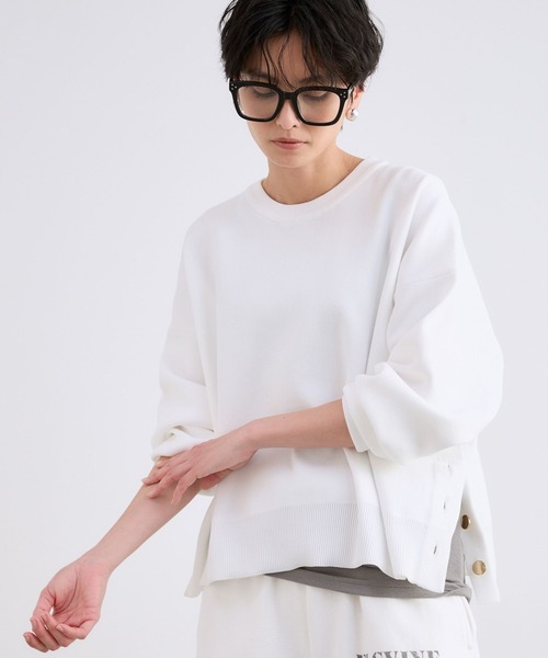 BARNYARDSTORM（バンヤードストーム）の「BARNYARDSTORM / サイドスリットニット / ハンドウォッシャブル（ニット/セーター・レディース・ブラック/ブルー系その他/ホワイト・FREE）」の9枚目の写真