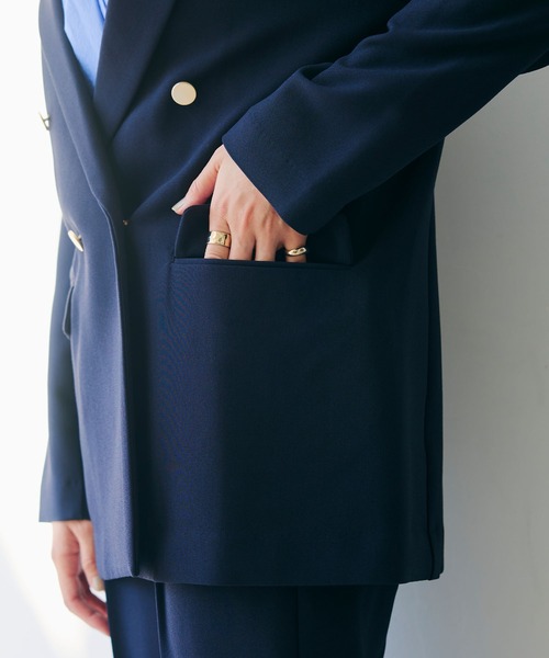CROSS FUNCTION（クロスファンクション）の「《洗える・シワになりにくい》正解 金釦ダブルテーラードジャケット　セットアップ対応【CROSS FUNCTION/クロスファンクション】（テーラードジャケット・レディース・ブラック/ネイビー・LL/L/M）」の17枚目の写真