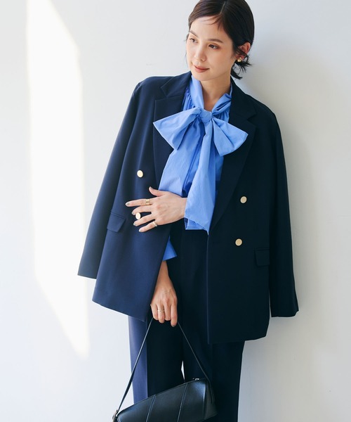 CROSS FUNCTION（クロスファンクション）の「《洗える・シワになりにくい》正解 金釦ダブルテーラードジャケット　セットアップ対応【CROSS FUNCTION/クロスファンクション】（テーラードジャケット・レディース・ブラック/ネイビー・LL/L/M）」の22枚目の写真