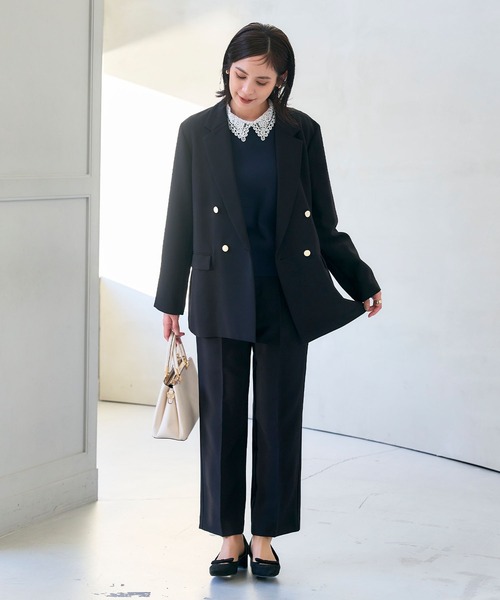 CROSS FUNCTION（クロスファンクション）の「《洗える・シワになりにくい》正解 金釦ダブルテーラードジャケット　セットアップ対応【CROSS FUNCTION/クロスファンクション】（テーラードジャケット・レディース・ブラック/ネイビー・LL/L/M）」の10枚目の写真