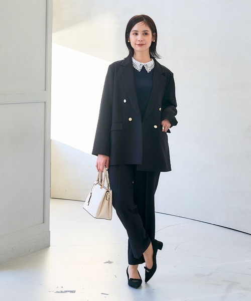 CROSS FUNCTION（クロスファンクション）の「《洗える・シワになりにくい》正解 金釦ダブルテーラードジャケット　セットアップ対応【CROSS FUNCTION/クロスファンクション】（テーラードジャケット・レディース・ブラック/ネイビー・LL/L/M）」の13枚目の写真