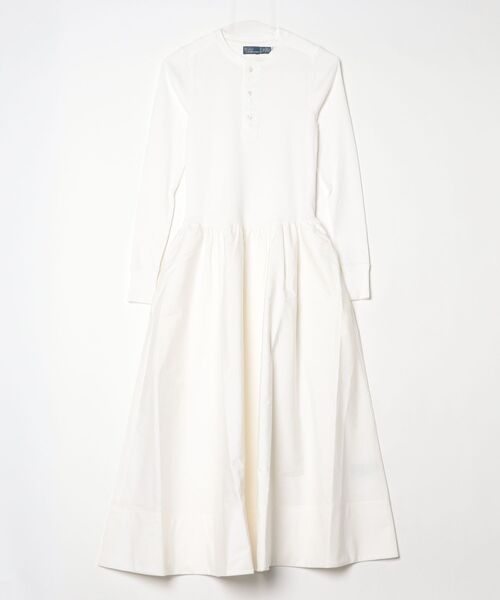 POLO RALPH LAUREN（ポロ ラルフ ローレン）の「コットン ヘンリーネック ドレス（ワンピース・レディース・ホワイト・L/M/S/XS/XXS）」の6枚目の写真