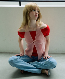 COMBSTUDIO（コムスタジオ）の「CO SHEER HALTER SLEEVELESS TOP_PINK（Tシャツ/カットソー）」