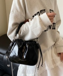 ブランド 編み込みハンドル」に該当するレディースのバッグ（ブラック