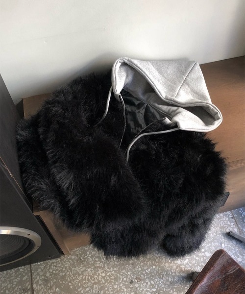 フードフェイクファーショートジャケット