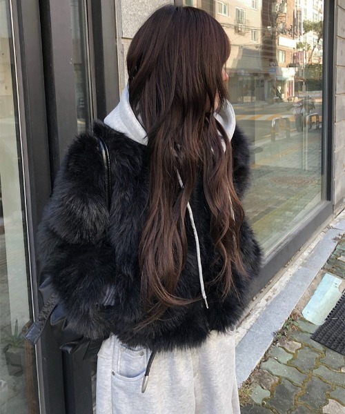 フードフェイクファーショートジャケット