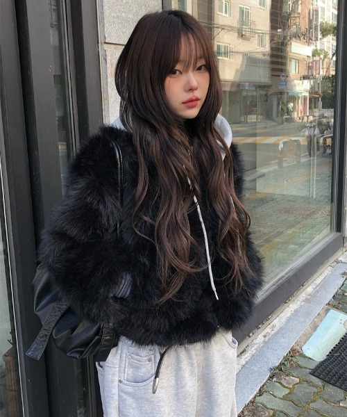 フードフェイクファーショートジャケット