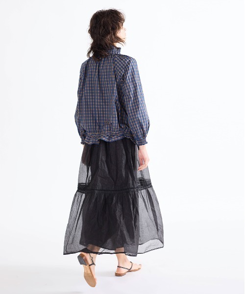 Marilyn Moon(マリリンムーン)の「sheer starched cotton lace tiered skirt(スカート・レディース・ベージュ/ネイビー/ホワイト・FREE)」の7枚目の写真