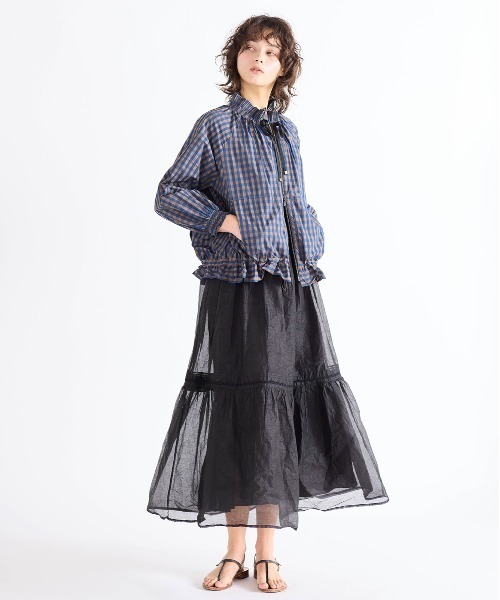 Marilyn Moon(マリリンムーン)の「sheer starched cotton lace tiered skirt(スカート・レディース・ベージュ/ネイビー/ホワイト・FREE)」の6枚目の写真