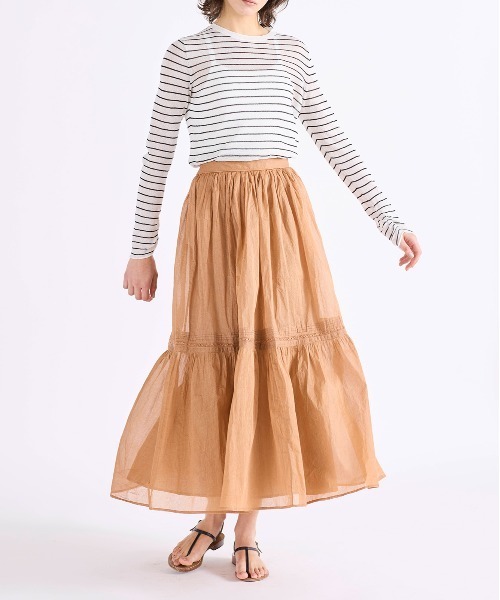 Marilyn Moon(マリリンムーン)の「sheer starched cotton lace tiered skirt(スカート・レディース・ベージュ/ネイビー/ホワイト・FREE)」の9枚目の写真