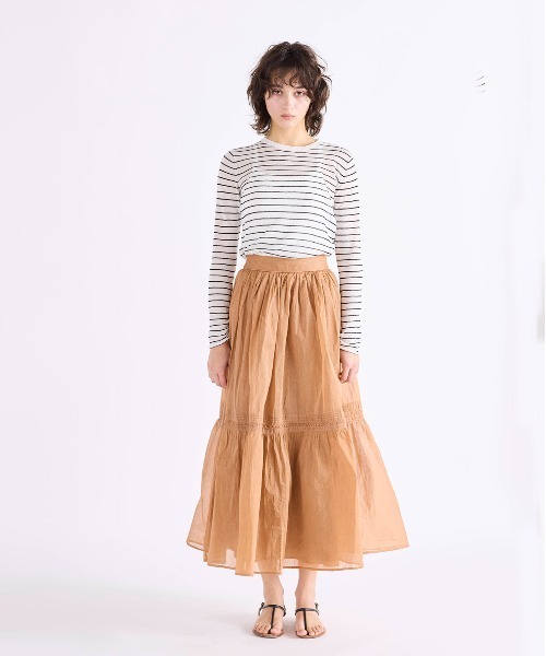 Marilyn Moon(マリリンムーン)の「sheer starched cotton lace tiered skirt(スカート・レディース・ベージュ/ネイビー/ホワイト・FREE)」の12枚目の写真