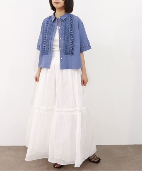 Marilyn Moon(マリリンムーン)の「sheer starched cotton lace tiered skirt(スカート・レディース・ベージュ/ネイビー/ホワイト・FREE)」の18枚目の写真