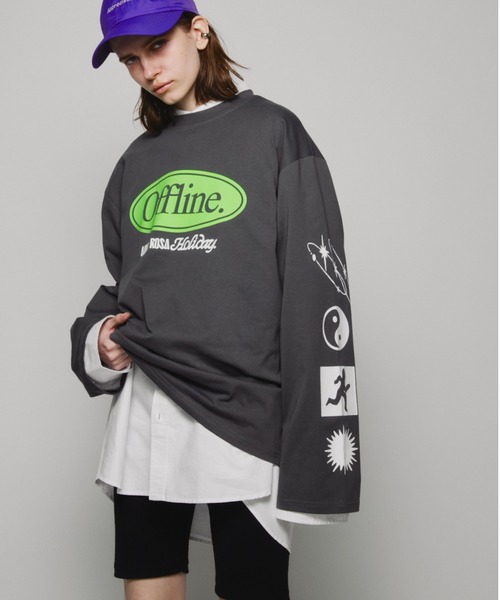 Auntie Rosa Holiday（アンティローザホリデー）の「オーバーサイズロンT/OFFLINE（Tシャツ/カットソー・レディース・チャコールグレー/グレー・FREE）」の21枚目の写真