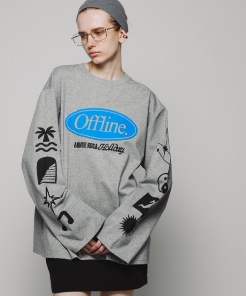 Auntie Rosa Holiday（アンティローザホリデー）の「オーバーサイズロンT/OFFLINE（Tシャツ/カットソー・レディース・チャコールグレー/グレー・FREE）」の3枚目の写真