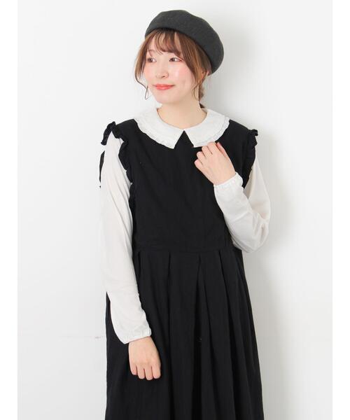 Samansa Mos2（サマンサ モスモス）の「ドビーフリル襟カットソー（Tシャツ/カットソー・レディース・ベージュ/ブラック/オフホワイト・F）」の2枚目の写真