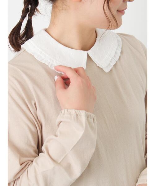 Samansa Mos2（サマンサ モスモス）の「ドビーフリル襟カットソー（Tシャツ/カットソー・レディース・ベージュ/ブラック/オフホワイト・F）」の5枚目の写真