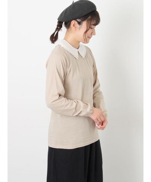 Samansa Mos2（サマンサ モスモス）の「ドビーフリル襟カットソー（Tシャツ/カットソー・レディース・ベージュ/ブラック/オフホワイト・F）」の8枚目の写真