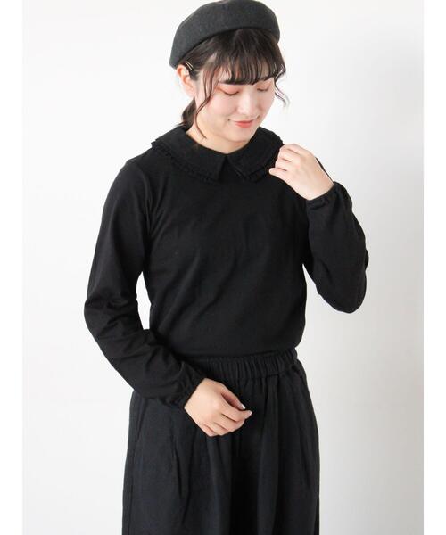 Samansa Mos2（サマンサ モスモス）の「ドビーフリル襟カットソー（Tシャツ/カットソー・レディース・ベージュ/ブラック/オフホワイト・F）」の11枚目の写真