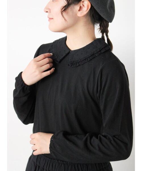 Samansa Mos2（サマンサ モスモス）の「ドビーフリル襟カットソー（Tシャツ/カットソー・レディース・ベージュ/ブラック/オフホワイト・F）」の12枚目の写真