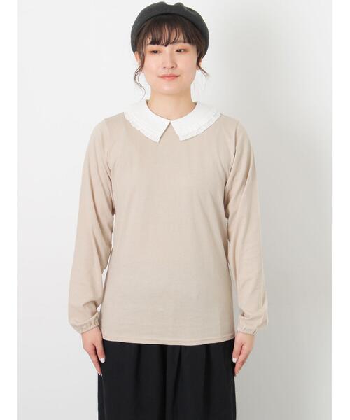 Samansa Mos2（サマンサ モスモス）の「ドビーフリル襟カットソー（Tシャツ/カットソー・レディース・ベージュ/ブラック/オフホワイト・F）」の20枚目の写真