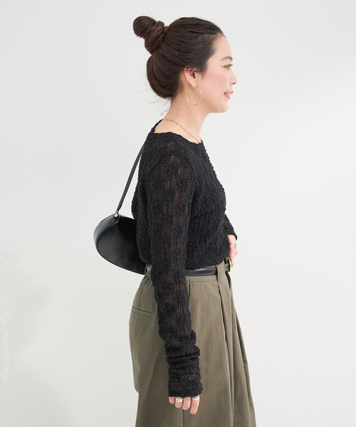 B.C STOCK（ベーセーストック）の「《追加2》手洗い可 / ストレッチフラワーレースプルオーバー（Tシャツ/カットソー・レディース・ホワイト/ブラック・FREE）」の21枚目の写真