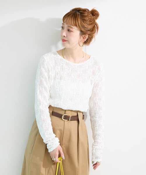 B.C STOCK（ベーセーストック）の「《追加2》手洗い可 / ストレッチフラワーレースプルオーバー（Tシャツ/カットソー・レディース・ホワイト/ブラック・FREE）」の20枚目の写真