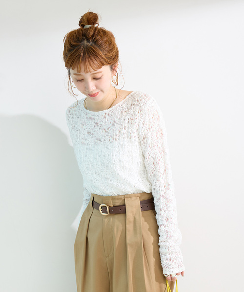 B.C STOCK（ベーセーストック）の「《追加2》手洗い可 / ストレッチフラワーレースプルオーバー（Tシャツ/カットソー・レディース・ホワイト/ブラック・FREE）」の21枚目の写真