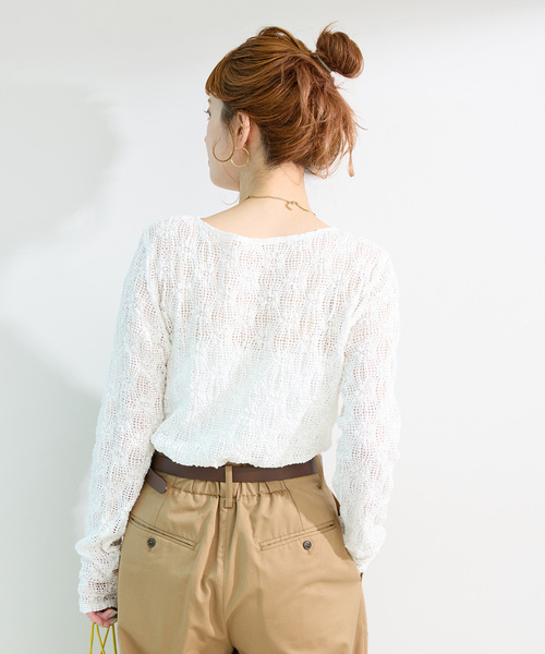 B.C STOCK（ベーセーストック）の「《追加2》手洗い可 / ストレッチフラワーレースプルオーバー（Tシャツ/カットソー・レディース・ホワイト/ブラック・FREE）」の22枚目の写真