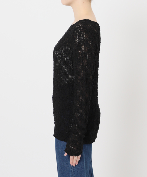 B.C STOCK（ベーセーストック）の「《追加2》手洗い可 / ストレッチフラワーレースプルオーバー（Tシャツ/カットソー・レディース・ホワイト/ブラック・FREE）」の7枚目の写真