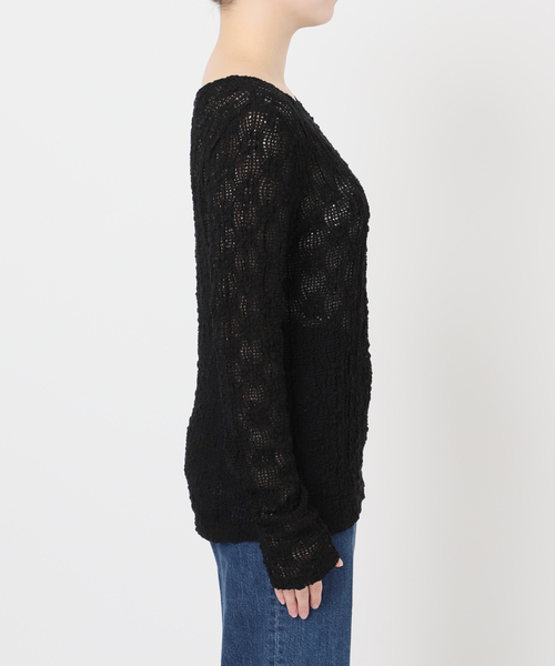 B.C STOCK（ベーセーストック）の「《追加2》手洗い可 / ストレッチフラワーレースプルオーバー（Tシャツ/カットソー・レディース・ホワイト/ブラック・FREE）」の9枚目の写真