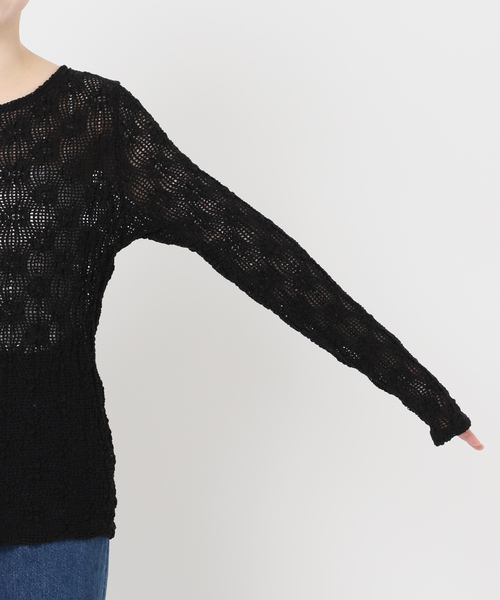 B.C STOCK（ベーセーストック）の「《追加2》手洗い可 / ストレッチフラワーレースプルオーバー（Tシャツ/カットソー・レディース・ホワイト/ブラック・FREE）」の10枚目の写真