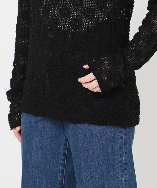 B.C STOCK（ベーセーストック）の「《追加2》手洗い可 / ストレッチフラワーレースプルオーバー（Tシャツ/カットソー・レディース・ホワイト/ブラック・FREE）」の11枚目の写真