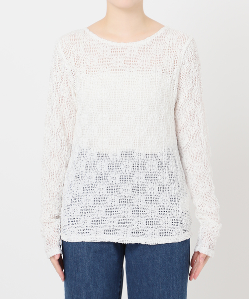 B.C STOCK（ベーセーストック）の「《追加2》手洗い可 / ストレッチフラワーレースプルオーバー（Tシャツ/カットソー・レディース・ホワイト/ブラック・FREE）」の14枚目の写真