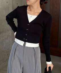 CAPRICIEUX LE'MAGE | バイカラーレイヤードカーディガン(カーディガン/ボレロ)